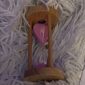 Wooden Hourglass with Pink Sand